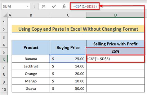 excel copy formula without changing reference.